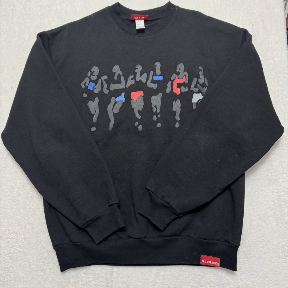 The Runners Marathon Black Crewneck Sweatshirt Runner Size Large